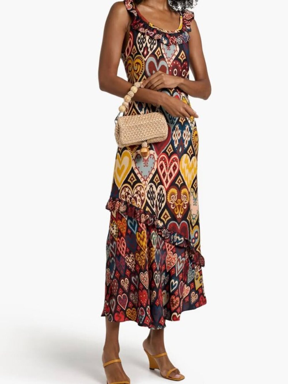 Gorgeous FARM RIO Black Hearts Ikat Maxi sz XXS NWT ❤